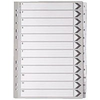 Everyday Reinforced Board Index Dividers, 1-12, Clear Tabs, A4, White