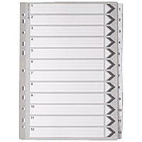 Everyday Reinforced Board Index Dividers, 1-12, Clear Tabs, A4, White Everyday Reinforced Board Index Dividers, 1-12, Clear Tabs, A4, White