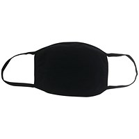 Reusable Cloth Masks 5x7in 4 Layer Cotton Black (Pack of 5)