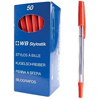 Ballpoint Pens, Red, Pack of 50