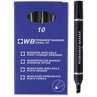 Black Permanent Chisel Tip Marker (Pack of 10)
