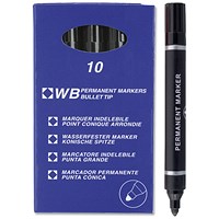 Black Permanent Marker Bullet Tip (Pack of 10)