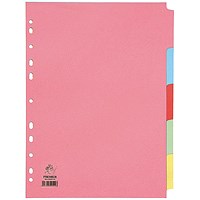 Everyday Subject Dividers, 5-Part, Blank Multicolour Tabs, A4, Multicolour