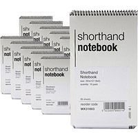 Everyday Wirebound Shorthand Notebook, 203x127mm, Ruled, 160 Pages, White, Pack of 10