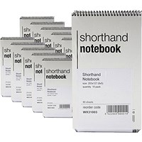 Everyday Wirebound Shorthand Notebook, 203x127mm, Ruled, 160 Pages, White, Pack of 10 Everyday Wirebound Shorthand Notebook, 203x127mm, Ruled, 160 Pages, White, Pack of 10