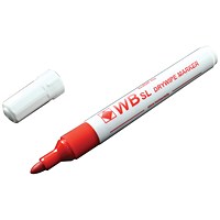 Red Whiteboard Marker, Bullet Tip, Pack of 10