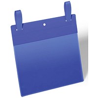 Durable Pocket with Fastening Strap, A5 Landscape, Blue, Pack of 50