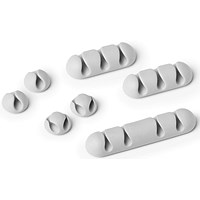 Durable Cavoline Cable Management Cable Clips, Assorted Sizes, Grey, Pack of 7