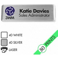 The Mighty Badge 10-Unit Re-Usable Name Badge Kit, Silver