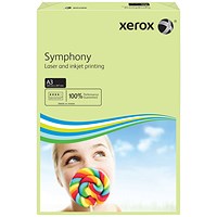 Xerox A3 Symphony Coloured Paper, Pastel Green, 80gsm, Ream (500 Sheets)
