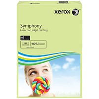 Xerox A3 Symphony Coloured Paper, Pastel Green, 80gsm, Ream (500 Sheets) Xerox A3 Symphony Coloured Paper, Pastel Green, 80gsm, Ream (500 Sheets)