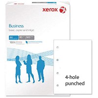 Xerox A4 Business 4-Hole Punched Paper, White, 80gsm, Ream (500 Sheets)