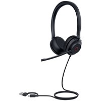 Yealink UH35 Dual Wired On-ear Headset USB-A USB Certified for Microsoft Teams Black 1308163 Yealink UH35 Dual Wired On-ear Headset USB-A USB Certified for Microsoft Teams Black 1308163