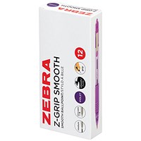 Zebra Z-Grip Retractable Ballpoint Violet Pack of 12