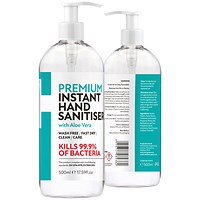 Everyday Premium Aloe Vera Hand Sanitiser, 500ml, Pack of 6 Everyday Premium Aloe Vera Hand Sanitiser, 500ml, Pack of 6