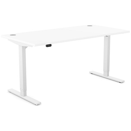 Zoom Sit-Stand Desk with Portals, White Leg, 1600mm, White Top