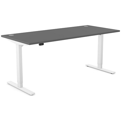 Zoom Sit-Stand Desk with Portals, White Leg, 1800mm, Graphite Top
