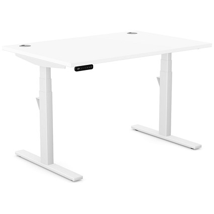 Leap Sit-Stand Desk with Portals, White Leg, 1200mm, White Top