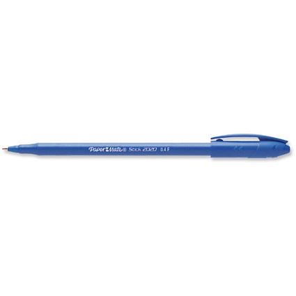 Paper Mate 2020 Stick Ball Pen Economy Fine 0.8mm Tip 0.5mm Line Blue [Pack 50]