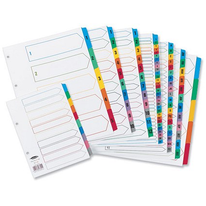 Concord Index Multicolour-tabbed Mylar-Reinforced 2 Holes 5-Part A5 White