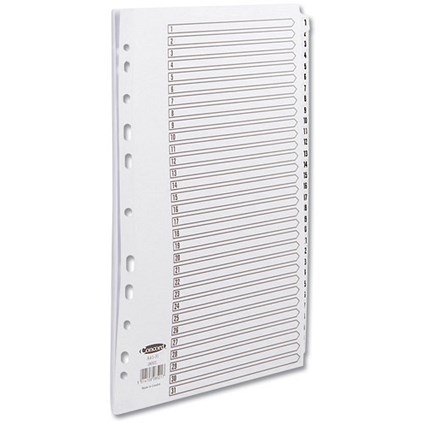 Concord Commercial File Dividers, 1-31, Clear Tabs, A4, White