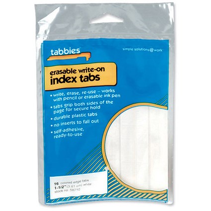 Concord Tabbies Index Tabs Self-adhesive Type-on Write-on 13mm White [Pack 16]