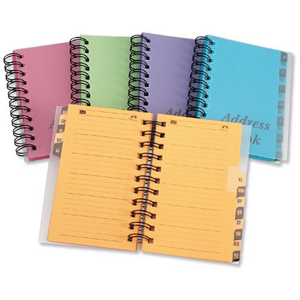 Wirebound Telephone & Address Book / 13 Part / A-Z / Random Bright Colour