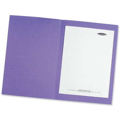 Concord Bright Square Cut Folder Recycled Pre-punched 290gsm Foolscap Purple [Pack 50]