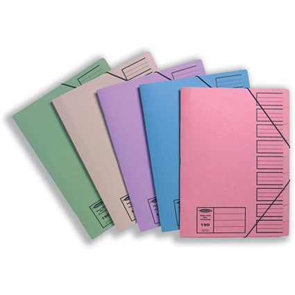 Concord Compartment File Indexing Elasticated 450gsm 9-Part Foolscap Assorted [Pack 10]