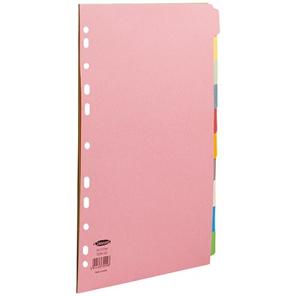 Concord Subject Dividers, 10-Part, 10 Colours, A4, Pack of 25