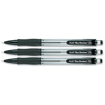 Pilot Shaker Mechanical Pencil Cushion Grip 0.5mm Lead Black Barrel [Pack 12]