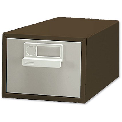Bisley Card Index Cabinet 1 Drawer for 152x102mm Cards 217x403x159mm Brown and Cream