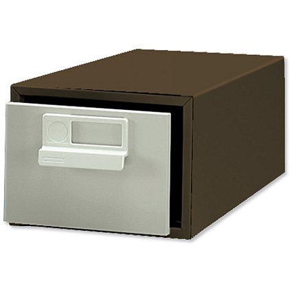 Bisley Card Index Cabinet 1 Drawer for 203x127mm Cards 271x403x206mm Brown and Cream