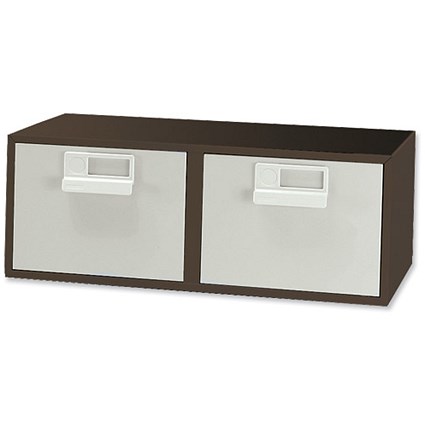 Bisley Card Index Cabinet 2 Drawer for 203x127mm Cards 542x403x206mm Brown and Cream