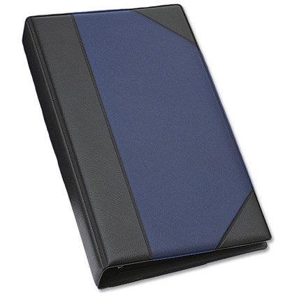 Goldline De Luxe Business Card Binder PVC A-Z Index 64 Pockets 272x150mm Blue and Black