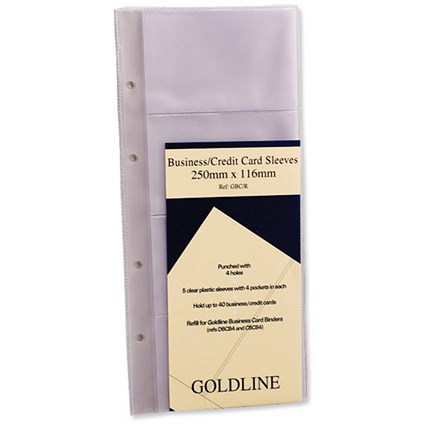 Goldline Card Holder Refill Sheets for De Luxe Business Card Binder 272x150mm [Pack 5]