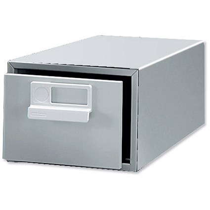Bisley Card Index Cabinet 1 Drawer for 203x127mm Cards 271x403x206mm Grey