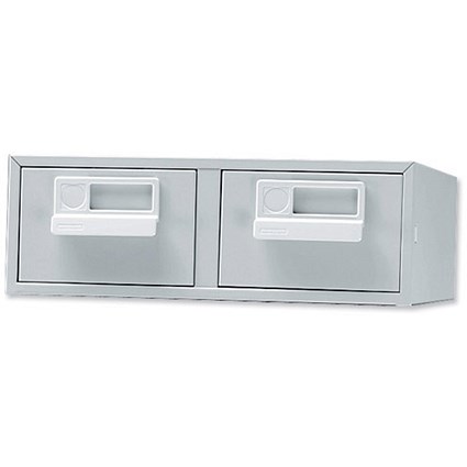 Card Index Cabinet 2 Drawer for 127x76mm Cards Grey