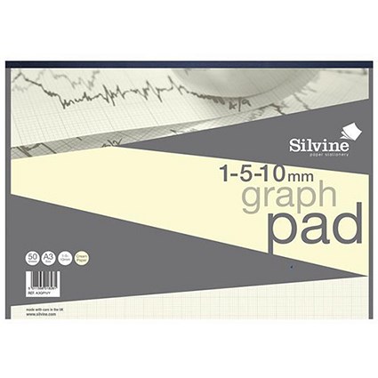 Silvine Designer Graph Pad / A3 / 85gsm / 50 Sheets / Cream Wove