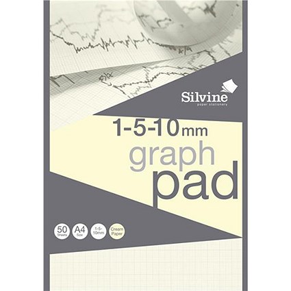 Silvine Designer Graph Pad / A4 / 85gsm / 50 Sheets / Cream Wove