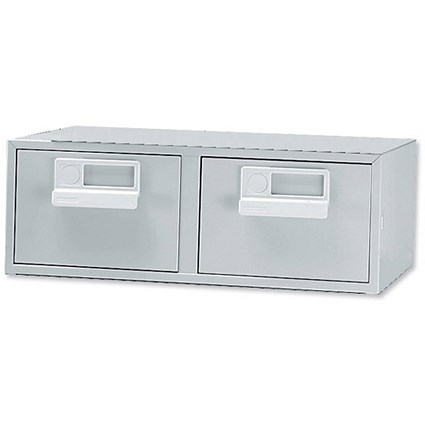 Card Index Cabinet 2 Drawer for 152x102mm Cards Grey