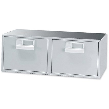 Bisley Card Index Cabinet 2 Drawer for 203x127mm Cards 542x403x206mm Grey
