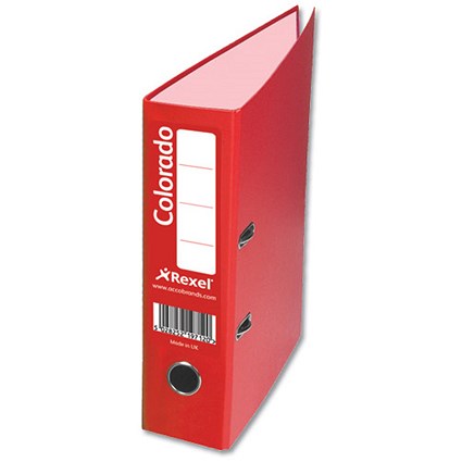 Rexel Colorado A4 Lever Arch Files / Plastic / 80mm Spine / Red / Pack of 10