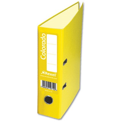 Rexel Colorado Foolscap Lever Arch Files / Plastic / 80mm Spine / Yellow / Pack of 10