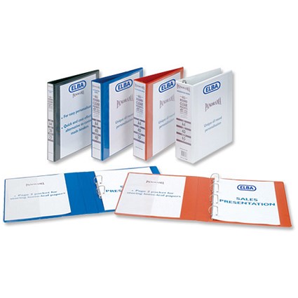Elba Panorama Presentation Binder PVC 3 Cover Pockets 4 D-Ring 25mm A4 Black [Pack 10]