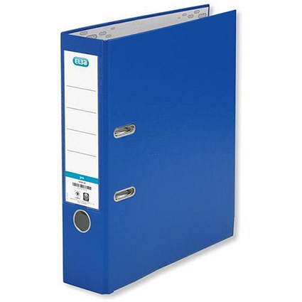 Elba Foolscap Lever Arch Files / PVC / Slotted Covers / 70mm Spine / Blue / Pack of 10