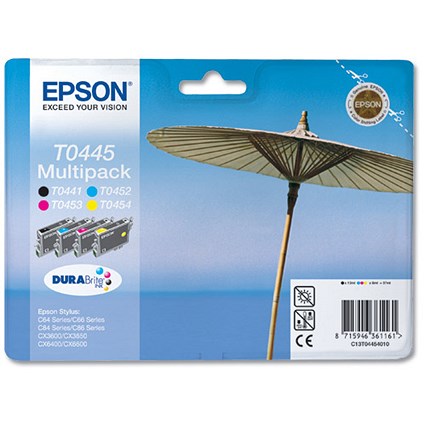 Epson T0445 DURABrite Inkjet Cartridge Multipack - Black, Cyan, Magenta and Yellow (4 Cartridges)