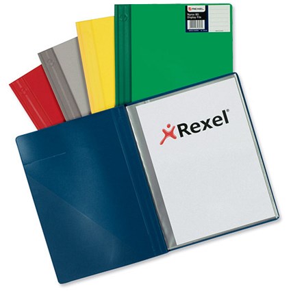 Rexel Nyrex Display File 10 Welded Clear Pockets with Coloured Cover A4 Assorted [Pack 5]