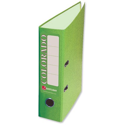 Eastlight Colorado Mini Lever Arch File Plastic 50mm Spine A4 Green [Pack 10]