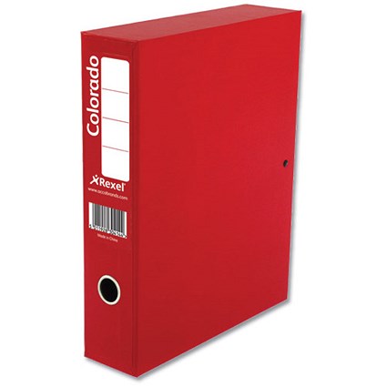 Rexel Colorado Box File with Lock Spring / 70mm Spine / A4 / Red / Pack of 5